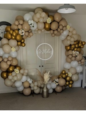 Eğlence Marketi Krom Gold Sütlü Kahve ve Beyaz Balon Zinciri 100 Adet