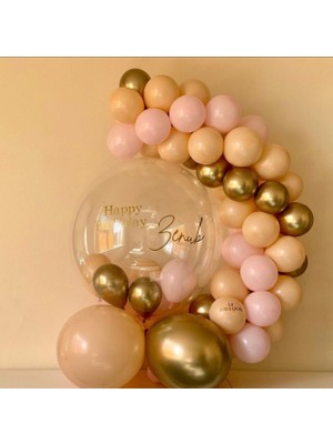 Eğlence Marketi Krom Gold Pembe Somon Balon Zinciri 100 Adet