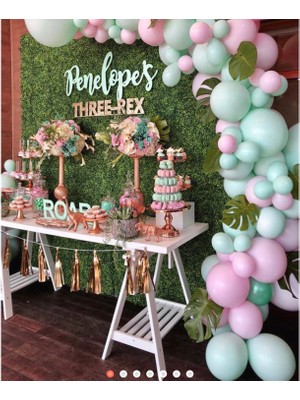 Eğlence Marketi Pastel Pembe ve Mint Yeşili Makaron Balon Zinciri 100 Adet