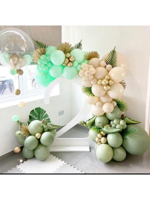 Eğlence Marketi Krom Gold Küf Yeşili Ten Rengi ve Mint Balon Zinciri 100 Adet