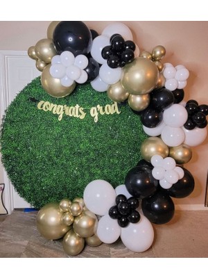 Eğlence Marketi Krom Gold Pastel Siyah Beyaz Balon Zinciri 100 Adet
