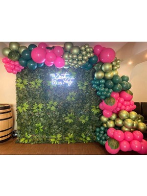 Eğlence Marketi Krom Yeşil Altın Retro Adaçayı ve Fuşya Balon Zinciri 100 Adet