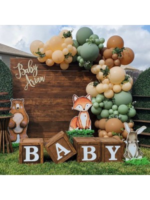 Eğlence Marketi Pastel Küf Yeşili Karamel ve Sütlü Kahve Balon Zinciri 100 Adet