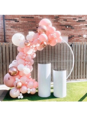 Eğlence Marketi Pastel Soft Makaron Pembe Balon Zinciri 100 Adet