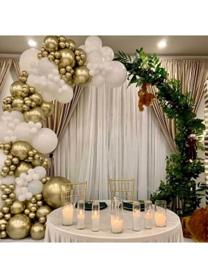 Eğlence Marketi Beyaz ve Gold Krom Balon Zinciri 100 Adet