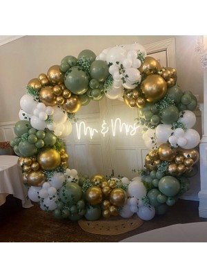 Eğlence Marketi Krom Gold Retro Adaçayı ve Beyaz Balon Zinciri 100 Adet