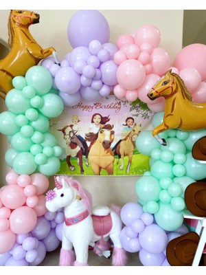 Eğlence Marketi Makaron Mint Yeşili Lila ve Pembe Balon Zinciri 100 Adet