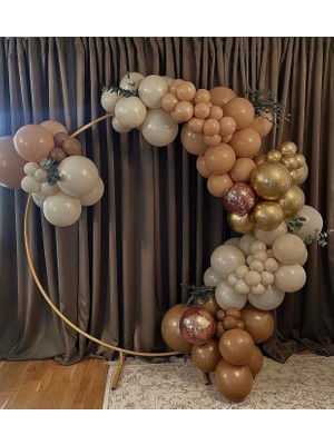 Eğlence Marketi Krom Gold Pastel Karamel Çöl Kumu ve Deniz Kumu Balon Zinciri 100 Adet