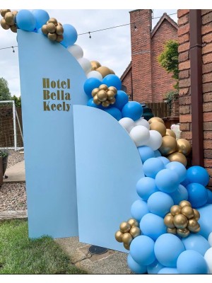 Eğlence Marketi Krom Gold Makaron Mavi ve Beyaz Balon Zinciri 100 Adet