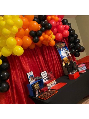 Eğlence Marketi Pastel Siyah Turuncu Sarı Kırmızı Balon Zinciri 100 Adet