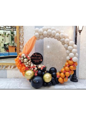 Eğlence Marketi Krom Gold Siyah Deniz Kumu ve Turuncu Balon Zinciri 100 Adet