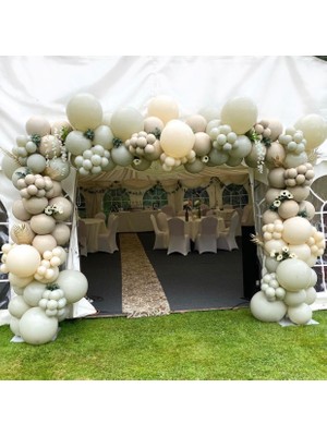 Eğlence Marketi Pastel Sütlü Kahve ve Taş Rengi Balon Zinciri 100 Adet