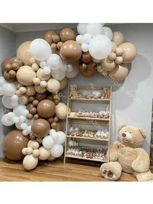 Eğlence Marketi Pastel Kahverengi  Beyaz ve Ten Rengi  Balon Zinciri 100 Adet