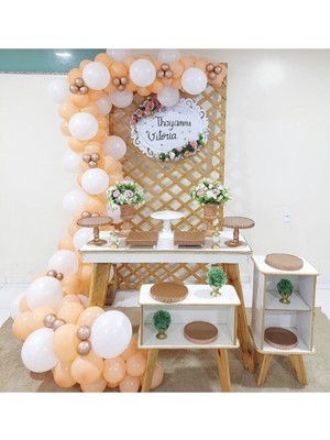 Eğlence Marketi Krom Rose Gold Pastel Somon ve Beyaz Balon Zinciri 100 Adet