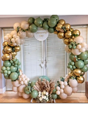 Eğlence Marketi Krom Gold Kış Yeşili ve Deniz Kumu Balon Zinciri 100 Adet