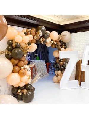 Eğlence Marketi Pastel Kahverengi Karamel ve Somon Balon Zinciri 100 Adet