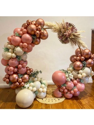 Eğlence Marketi Krom Bronz Toz Pembe ve Deniz Kumu Balon Zinciri 100 Adet