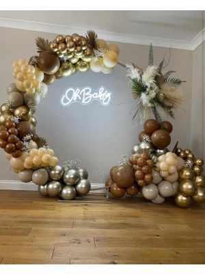 Eğlence Marketi Krom Beyaz Altın Karamel Sütlü Kahve ve Taş Balon Zinciri 100 Adet