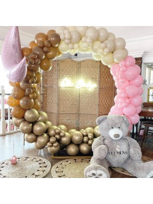 Eğlence Marketi Krom Gold Makaron Pembe Deniz Kumu ve Karamel Balon Zinciri 100 Adet