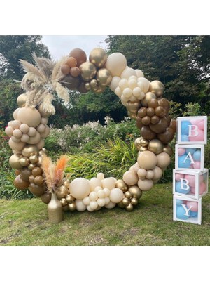 Eğlence Marketi Krom Gold Karamel ve Sütlü Kahve Balon Zinciri 100 Adet