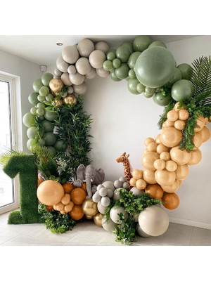 Eğlence Marketi Krom Gold Küf Yeşili Karamel Gri ve Ten Rengi Balon Zinciri 100 Adet