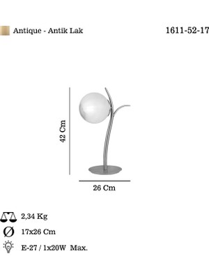 Lucea Marın Teklı Antık Lak M.lambası 1XE27