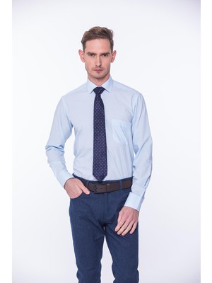 Fitmens Klasik Uzun Kol Terry Cotton Hediye Kutulu Erkek Gömlek - Açık Mavi