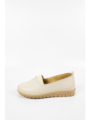 Aktaş Ayakkabı Kadın Bej Rengi Ortopedik Babet Ayakkabı