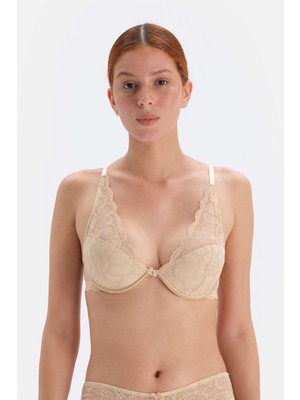 Dagi Bej Dantel Detaylı Balenli Sütyen