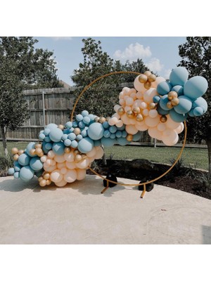 Eğlence Marketi Krom Gold Fırtına Mavisi ve Somon Balon Zinciri 100 Adet