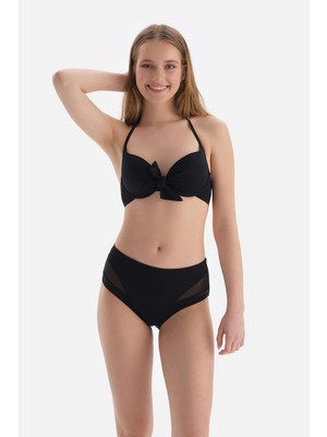 Dagi Siyah Tül Detaylı Yüksek Bel Bikini Alt