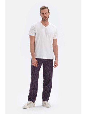 Dagi Lacivert Yazı Desenli Dokuma Pijama Alt