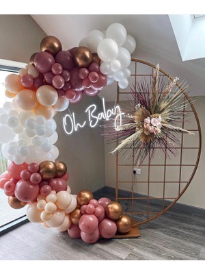 Eğlence Marketi Krom Bronz Toz Pembe Beyaz ve Somon Balon Zinciri 100 Adet