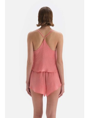 Dagi Pembe Kalp Detayli Saten Camisole