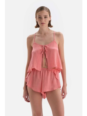 Dagi Pembe Kalp Detayli Saten Camisole