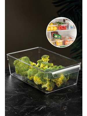 Meleni Home Buzdolabı Düzenleyici - Şeffaf Buzdolabı Içi Düzenleyici Organizer 10 X 32,5 X 20 Cm