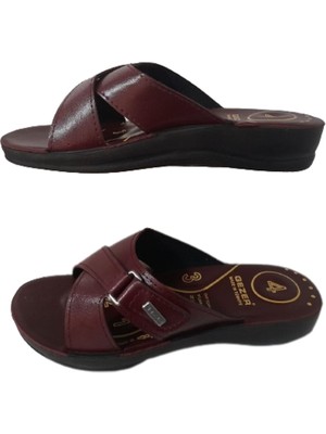 Gezer  Kadın Bordo Ortapedik Çapraz Bantlı Yürüyüş Terlik GE082-10