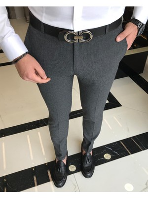 Terzi Adem Italyan Stil Slim Fit Erkek Kumaş Pantolon Bej T7149