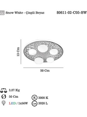 Lucea Lımaze 5'li Ledlı Plafonyer 500 mm Kademelı 56W