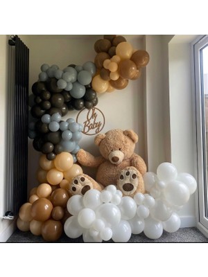 Eğlence Marketi Çikolata Kahve Karamel Ten Rengi Gri ve Beyaz Balon Zinciri 100 Adet