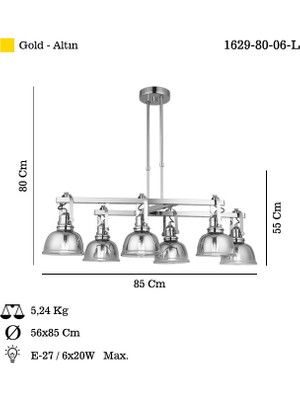 Lucea Lumo 6 Lı Altın Sıralı Avize 6XE27