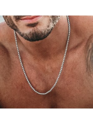 Herşey Nota Arnavut Zinciri Örme Erkek Çelik Kolye Zincir 2,5mm 60CM