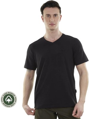 Alpinist Vortex Erkek T-Shirt Siyah,v Yaka Tişört