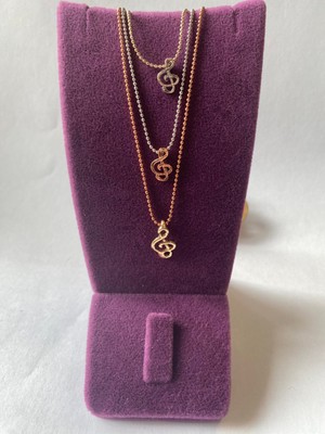 Herşey Nota Sol Anahtar Nota Müzik Melodi 3'lü Set Gold Bakır Gümüş Renk Kadın Kolye