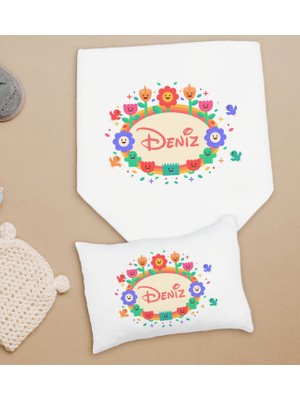 Bk Kids Kişiye Özel Isimli Bebek Battaniye ve Yastık Hediye Seti, Yeni Doğan Bebek Hediyesi, Bebek Uyku Seti-15