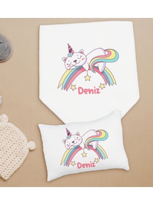 Bk Kids Kişiye Özel Isimli Bebek Battaniye ve Yastık Hediye Seti, Yeni Doğan Bebek Hediyesi, Bebek Uyku Seti-19