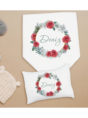 Bk Kids Kişiye Özel Isimli Bebek Battaniye ve Yastık Hediye Seti, Yeni Doğan Bebek Hediyesi, Bebek Uyku Seti-17