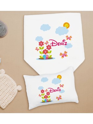 Bk Kids Kişiye Özel Isimli Bebek Battaniye ve Yastık Hediye Seti, Yeni Doğan Bebek Hediyesi, Bebek Uyku Seti-13