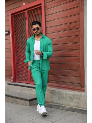 Outfit-Man Fitilli Kabartmalı Paçası Lastikli Jogger Yeşil