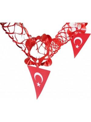 Hayaller Dükkanı Flama Türk Bayrağı Metalize Uzar Süs 5 Li Set